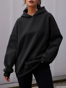 Sweat-shirt à capuche pour femmes de haute qualité, confortable, grande taille, sans cordon de serrage, sans poche - Product Image 2
