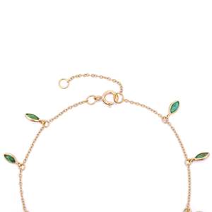 18K <b>Gold</b> Marquise Emerald Fine Charm Bracelet - Product Image 5