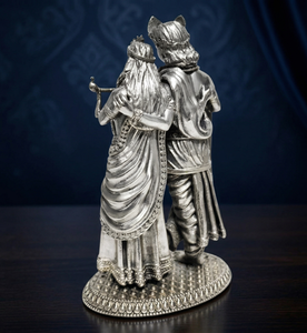 Idole Radha Krishna en argent oxydé plaqué argent 999 de Jaipur Metals |   100% Laiton |   7 x 5 x 12 cm |   268 g |   Pooja et Cadeau - Product Image 4