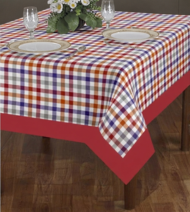 Nappe à carreaux rouge, verte et blanche, imprimée, tissée, lavable, 100% coton, durable, moderne, pour la cuisine - Product Image 3