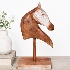 Sculpture de tête de cheval en bois sculptée à la main, décoration d'intérieur, art artisanal indien - Product Image 2