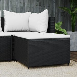 Repose-pieds de patio en rotin poly noir avec coussin Accessoire de mobilier élégant - Product Image 1