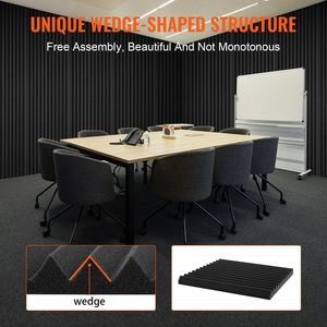 Paneles de Espuma Acústica de Alta Densidad, Paquete de 52, 12 x 12 x 1 Pulgadas, Paneles de Pared Insonorizantes, Resistentes al Fuego, Amortiguadores de Sonido - Product Image 6