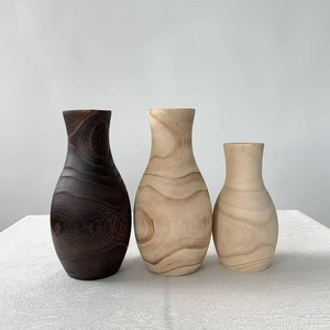 Jarrones Graduados Ligeros de Madera Natural, Tres Acabados, Diseño Rústico Moderno para el Día de la Madre, Decoración para el Hogar y Restaurantes, MULTI CRAFT - Product Image 3