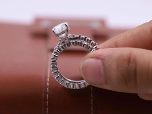 Oval Moissanite Engagement Ring 925 Sterling Silver Set Bubble Prong Diamonds Band Double Hidden Halo Bridal Ring Set - Product Image 2