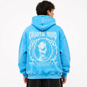 เสื้อฮู้ดดี้ลายไทได Chaotic Mind สำหรับผู้ชาย ทรงโอเวอร์ไซส์ สไตล์สตรีทแวร์ ผ้าฝ้ายเฟรนช์เทอร์รี่ พิมพ์ลาย ระบายอากาศได้ดี ทรงปกติ ล้างสีแบบ Acid Wash - Product Image 3