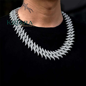<b>Statement</b> <b>Necklace</b> S925 Silver Rhodium & 10K Gold Plated Lab Grown Diamond Spike Chain Hip Hop Wedding Unisex Luxury Design - Product Image 3