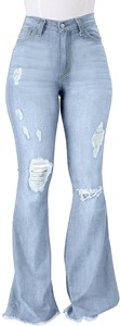 Women's Mid Waist <b>Boot</b> Cut Denim Jeans Vintage Cotton Knee Length - Product Image 4