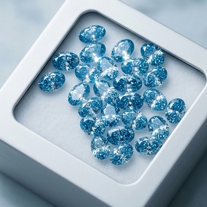RaaMaa Meilleures ventes : Diamant bleu fantaisie CVD de laboratoire, taille ovale excellente, clarté VVS/VS, prix de gros, lot en vrac pour la fabrication de bijoux - Product Image 2