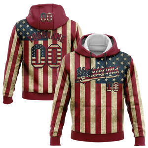 Custom Stitched <b>American</b> Flag Pattern Personalized Team Name and Number Premium Quality Men Sublimation Sports Pullover <b>Hoodie</b> - Product Image 1