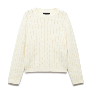 Suéter de Punto Azul Claro de Manga Larga para Mujer, Estilo Minimalista, Diseño Sólido, para Todas las Temporadas, Fabricante OEM - Product Image 4