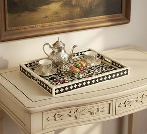 Plateau Feng Shui de Luxe Fait Main Écologique avec Incrustations en Os – Design Décoratif Élégant, Qualité Supérieure pour la Maison et la Cuisine (Idéal pour Servir) - Product Image 1