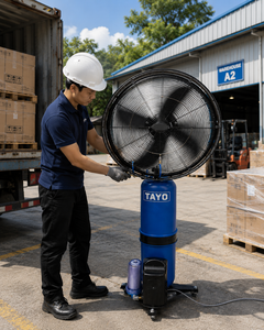 พัดลมไอน้ำกลางแจ้ง TAYO 5 ฟุต สีฟ้า แบบตั้งพื้น พร้อมถังน้ำ 240V ใบพัดเหล็กหล่อ รับประกัน 6 เดือน - Product Image 1