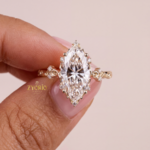 Bague en argent sterling de style vintage avec diamants marquise cultivés en laboratoire de qualité supérieure, bijou élégant pour fiançailles, mariage et fêtes - Product Image 1