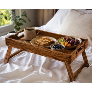 ถาดเสิร์ฟอาหารเช้าไม้มะม่วง ขาพับได้ ขายส่งอินเดีย - Product Image 3