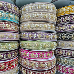 Rouleaux de dentelle brodée Zari métallique exquise de qualité supérieure, garniture de style traditionnel, pour vêtements de mariée ethniques, couleur personnalisée, chaussures - Product Image 1