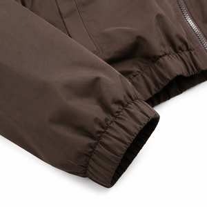 Blouson de motard marron personnalisé pour homme, coupe-vent, fermeture éclair, col montant sportif, idéal pour l'automne, coupe droite, en polyester - Product Image 3