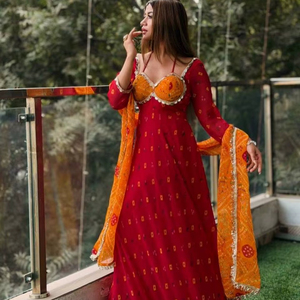 Designer Modern Ramdev Trading Evening Dress Elegant Party Wear Kurti Embroidery <b>Sequins</b> Work Pure Heavy Viscous <b>Material</b> Quick - Product Image 1