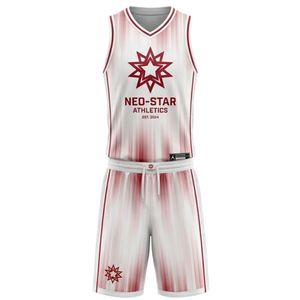 ชุดเสื้อบาสเก็ตบอลแบบซับลิเมชั่น Neo-Star Athletics คอวี แขนกุด ระบายเหงื่อได้ดี สำหรับผู้ใหญ่ ใช้ได้ทุกฤดู - Product Image 1