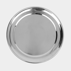 Juego de platos de acero inoxidable pulido redondos, bandejas de servir de metal plateado a bajo precio - Product Image 4