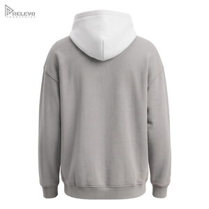 เสื้อฮู้ดซิปผ้าฟลีซคอตตอน 100% หนานุ่มพิเศษ สีเทาอ่อนขาวสองสี แบบยูนิเซ็กซ์ มีซิปยาวเต็มตัว กระเป๋าแยกส่วน - Product Image 2