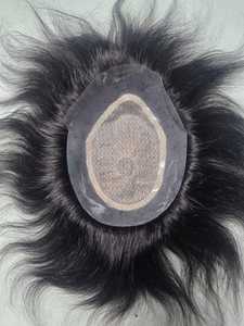 Toupet Lace Front Taz Hair BdD en Cheveux Humains Indiens Remy Lisses, Densité 130%, Base Mono, Nœuds Invisibles, Style Central, 40-80g, avec Closure - Product Image 4