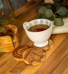 Modern Eco-Friendly Wooden <b>Coaster</b> <b>Set</b> Natural Olive Wood Drink <b>Coasters</b> Durable Table Protection Accessories Coffee Cups Tea - Product Image 6