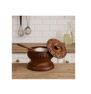 Royal Wooden Sugar <b>Pot</b> Wooden Canister Salt Sugar Spice <b>Pot</b> <b>Herb</b> Bowl <b>Kitchen</b> Home Salt Sugar <b>Pots</b> - Product Image 1