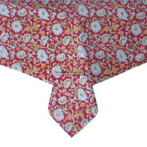 Cotton Hand Block Print Table Cloth Modern <b>Square</b> Table Cover for Home Handmade Features for Wedding - Product Image 4