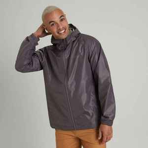 Veste à capuche pour homme gris foncé, style décontracté, couleur unie, en polyester, coupe-vent softshell avec logo frontal pour l'automne - Product Image 4