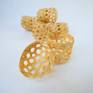 <b>Mini</b> Natural Bamboo Woven Cube <b>Storage</b> Basket with Lid Handmade Woven Home Organizer Craft - Product Image 5