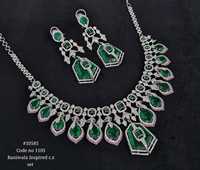 Ensemble collier et boucles d'oreilles en zircon cubique vert rubis 1105, laiton plaqué rhodium, cadeau de mariage de luxe pour femmes, bijoux