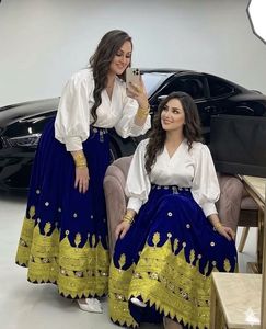 Sophisticated Two Piece Ensemble Comprising A Crisp <b>White</b> Silk <b>Wrap</b> Blouse With Statement Bishop Sleeves - Product Image 4