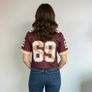 เสื้อฟุตบอลอเมริกันแบบสั้น ระบายอากาศได้ดี คุณภาพสูง ลายโลโก้ตามสั่ง สำหรับฤดูกาลใหม่ พิมพ์ลายด้วยความร้อน ผลิตจากโพลีเอสเตอร์ 100% - Product Image 4