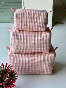 Travel-Friendly Eco-Friendly Cotton Toiletry Bag Large Medium Zipper <b>Cases</b> for <b>Organizer</b> Hand Quilted Cotton Vintage <b>Makeup</b> Bag - Product Image 5