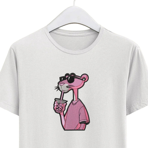 T-shirt personnalisé brodé, design de personnage rose surdimensionné, streetwear unisexe, coton de haute qualité, mode décontractée, usine OEM ODM - Product Image 2