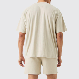 Ensemble décontracté deux pièces respirant pour homme grande taille, chemise et short imprimés en sérigraphie, en polyester et coton - Product Image 4