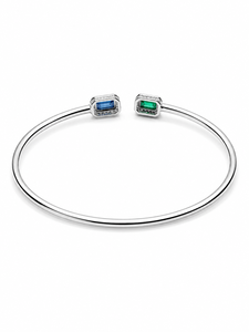 Brazalete de Esmeralda y Zafiro Azul en Plata de Ley 92.5 KLSB-20783 - Product Image 3