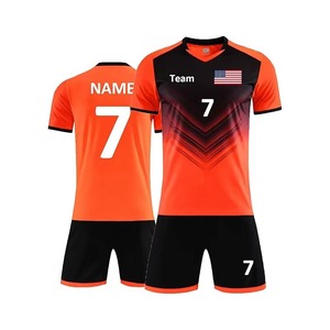 Ensemble de maillots de football pour hommes, bleu clair marine, imprimé géométrique, sublimé, évacuation de l'humidité, manches courtes, col en V, coupe athlétique - Product Image 5