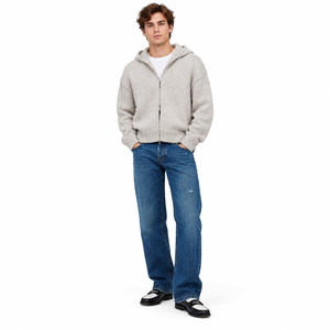 Cárdigan con capucha y cremallera completa de punto texturizado, con puños y ribetes acanalados con cremallera de doble extremo y ribete en la cintura para un estilo informal. - Product Image 6