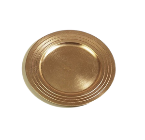 Classic Round Gold Metal Charger <b>Plate</b> Solid Color Polished Minimalist Design Durable Flat Dinnerware Serving <b>Plate</b> - Product Image 1