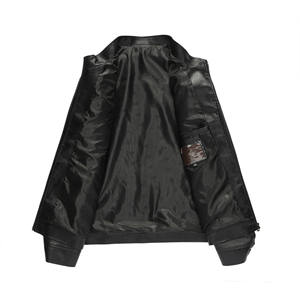 <b>Men's</b> Windproof Breathable PU <b>Leather</b> Bomber <b>Jacket</b> Full-Zip Solid Color Casual Business Short Coat Faux Fur Lining for Spring - Product Image 4