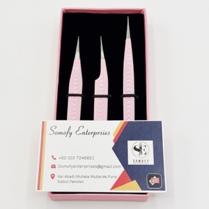 แหนบต่อขนตาสเตนเลสสีชมพูเข้มมีดีไซน์ใหม่พร้อมปลายแหลมแบบคงทน - Product Image 2