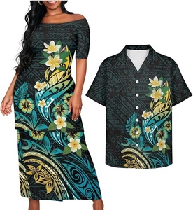 Vestidos Maxi 2026 para Mujer, Estilo Polinesio Tribal Samoano, con Estampado de Flores Tapa, Personalizados, Tallas Grandes, Puletasi Samoano de Dos Piezas, Elegantes - Product Image 1