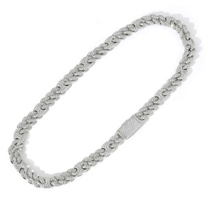 Collar unisex de plata de ley 925 con baño de rodio y moissanita, corte brillante, cadena cubana, estilo hip hop para fiestas. - Product Image 1