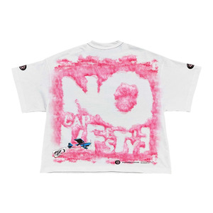 Camiseta Blanca de Corte Regular para Hombre, Manga Corta, Estilo Urbano, Estampado de Letras, Cuello Alto, 100% Algodón, Formal - Product Image 1