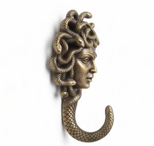Antique Metal Medusa Head Wall <b>Hook</b> Handmade Decorative Face Pattern Single <b>Hook</b> For Clothing Storage Stylish Home Accent - Product Image 1