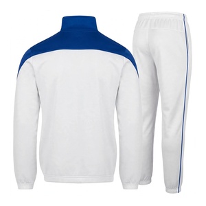Conjunto Deportivo Personalizado para Hombre, Blanco con Rayas Azules, Chaqueta con Cierre Completo y Cuello Alto, Ropa Deportiva, Traje para Correr, Dos Piezas, Sudadera y Pantalones - Product Image 2