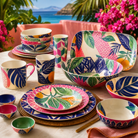 Assortiment de vaisselle en mélamine couleur taupe chaud, avec tasses, bols et assiettes assortis, pour les services de café, de hôtel, de buffet