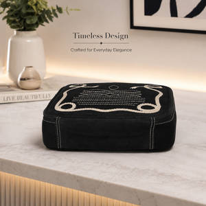 Étui à bijoux en cuir suédé véritable avec broderie western, organiseur de voyage, boîte de rangement à fermeture éclair, étui à bijoux portable pour femme - Product Image 2